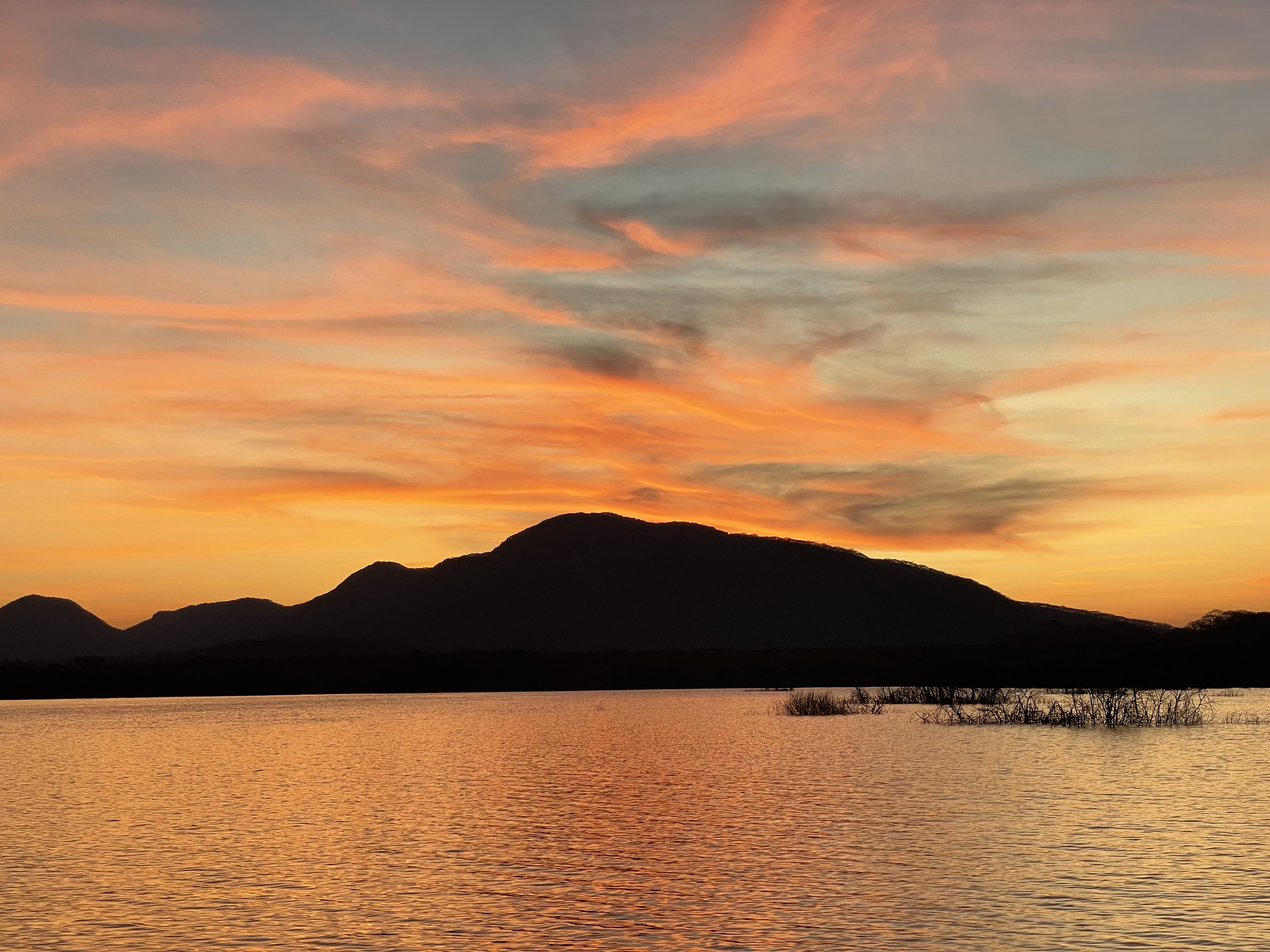 Sunset light over open water